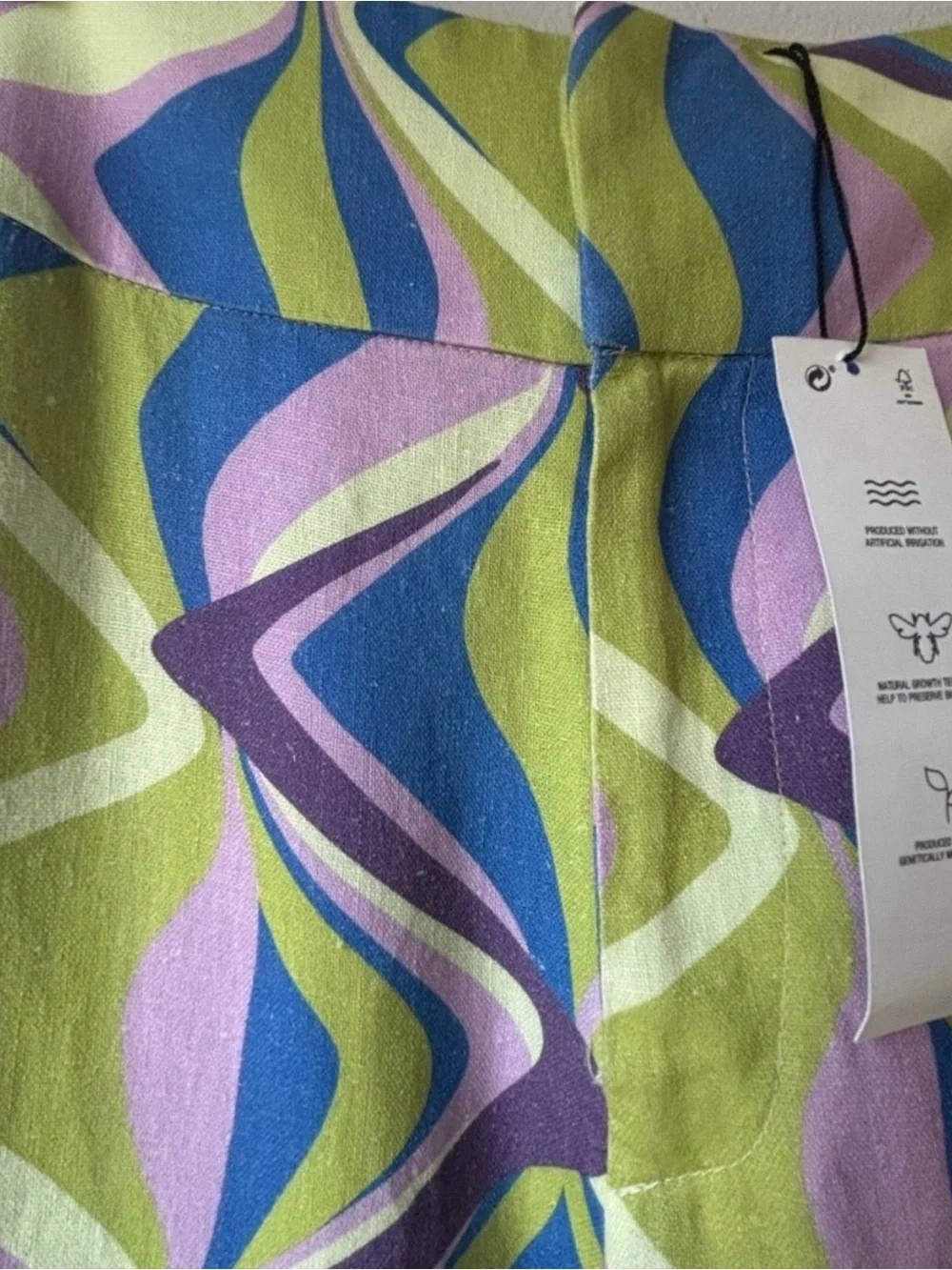 NWT Zara Abstract Print Linen Blend Wide Leg Pants S